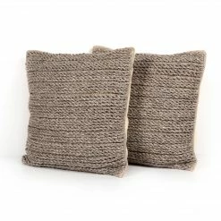 Fourhands New Outdoor Torabi Knit Outdoor Pillow-Wht&chrl-2-20