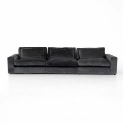 Fourhands Best Sellers Bloor 3-Pc Sectional-Charcoal Worn Velve