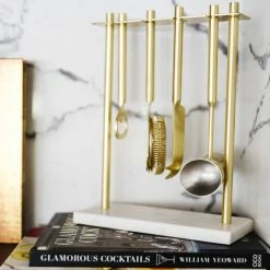 Be Home New Kitchen Marble & Gold Bar Stand