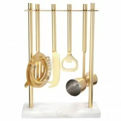 Be Home New Kitchen Marble & Gold Bar Stand