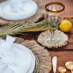 FAIRE Raffia Coasters, Set Of 4 New Kitchen