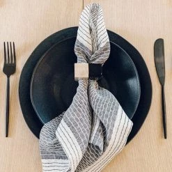 Bodrum Linens Best Sellers Two-Faced Napkin Ring Black