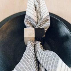 Bodrum Linens Best Sellers Two-Faced Napkin Ring Black
