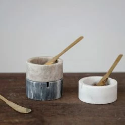 Creative Co Op Marble Bowl With Metal Knife New Kitchen