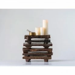 Creative Co Op Cary Wood Pedestals, Set Of 2 HOME DECOR