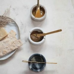 Creative Co Op Marble Bowl With Metal Knife New Kitchen