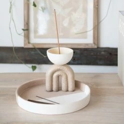 Bloomingville Best Of Home Decor Round Two-Tone Stoneware Tray